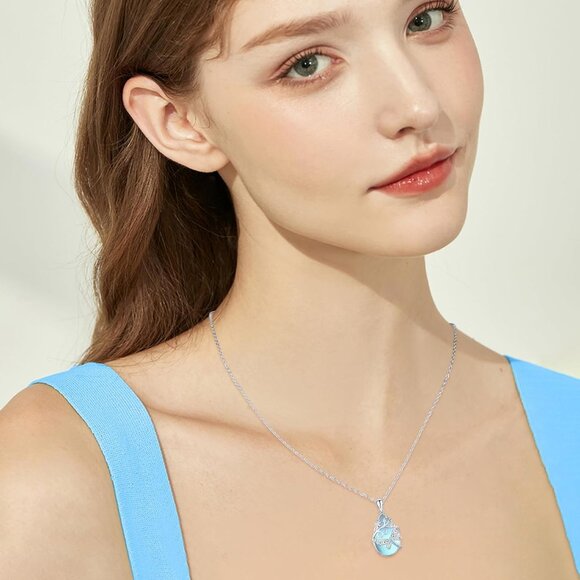 925 Silver Moonstone Dragonfly Necklace Valentine Gift for Women - Picture 4 of 7